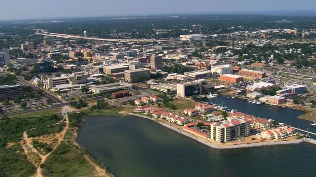Wide view of Pensacola, Florida, from waterfront. Shot in 2007.