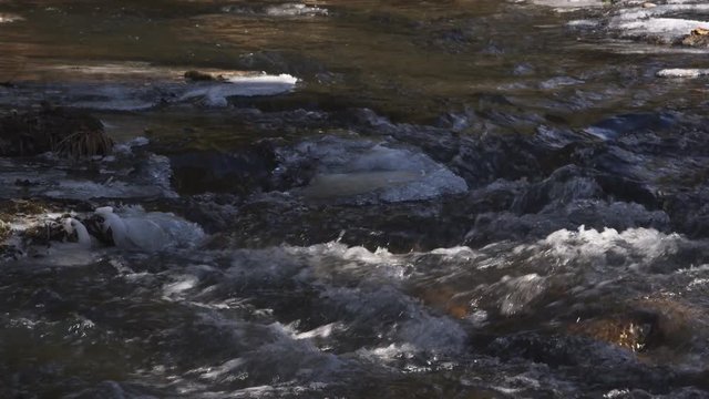 Rapids in a partially frozen stream