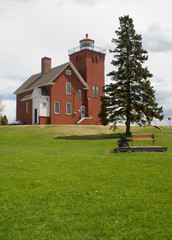 Fototapeta na wymiar Two Harbors Lighthouse on Lake Superior in Minnesota. 