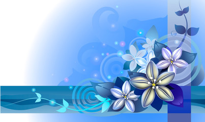 Fototapeta na wymiar abstraction with blue flowers