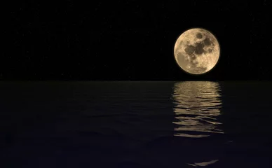 Papier Peint photo Lavable Pleine lune Full moon over cold night water