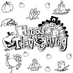 Doodle art happy thanksgiving