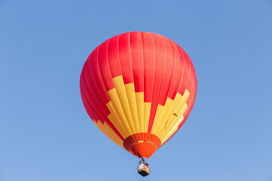 Colorful hot air balloon on blue sky