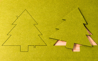 Green Christmas tree decoration fabric object,Holiday concept