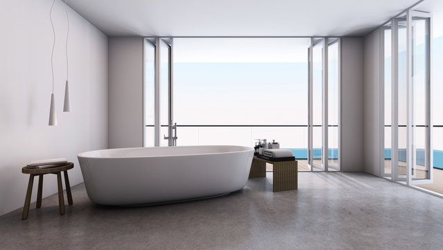 Jacuzzi bath take sea view - 3D render