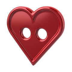 3d illustration of red heart shaped button