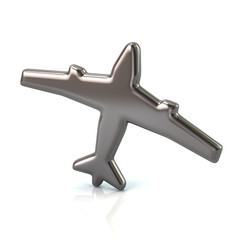 3d illustration of silver plane icon