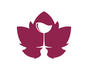 Modern Clean Restaurant Logo - Maroon Grape Leaf Winery Symbol
