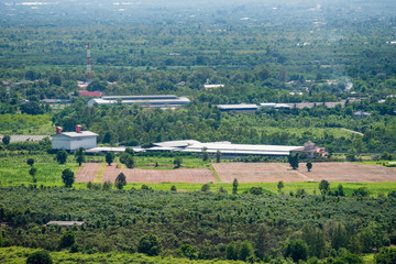 Fototapeta premium top view of country village in the north, Thailand.