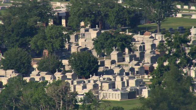 Flying past cemetery in New Orleans