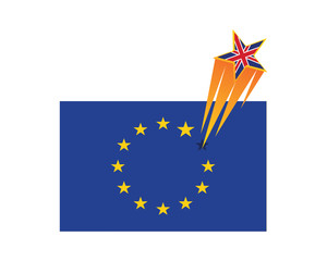 Britain Brexit Decision Graphics -  Flying Rising Britain Star Exit