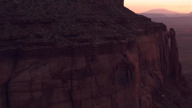 Twilight flight over Eagle Mesa to reveal Monument Valley