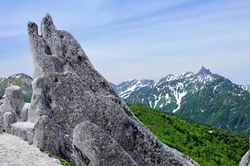 イルカ岩と槍ヶ岳