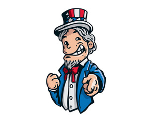 Uncle Sam American Patriotic Caricature - Want You Independence Day Pose