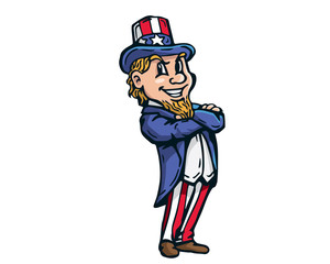 Uncle Sam American Patriotic Caricature  - Welcoming Washington Election 