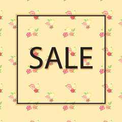Vector floral background with text sale
