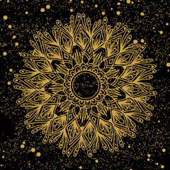 Flower mandala golden background