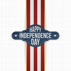 Happy Independence Day Label with Ribbon