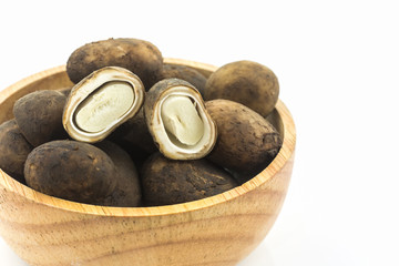 Sliced Barometer Earthstars mushroom on white background.