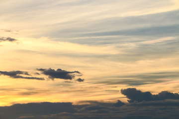 Dramatic cloudscape in twilight with sunset