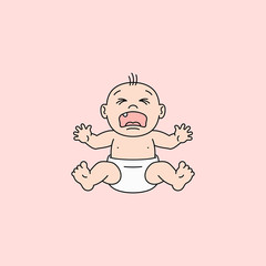 Crying Baby Vector Illustration