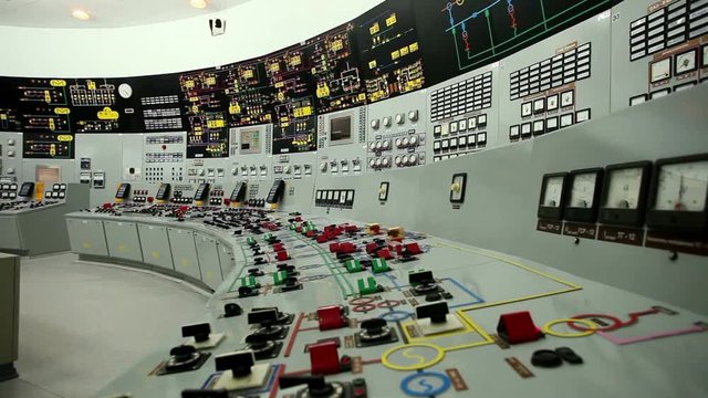 Nuclear power station. Plant control room. VVER monitoring and control system.