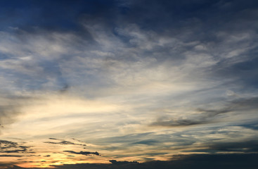 Dramatic cloudscape in twilight with sunset