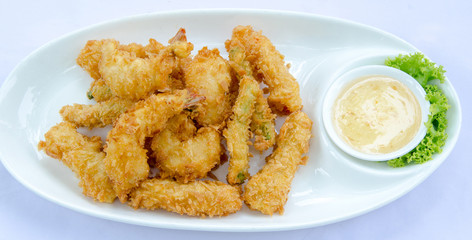 Deep Fried Shrimps with Sauce, seafood menu.