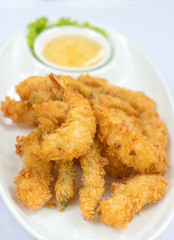 Deep Fried Shrimps with Sauce, seafood menu.
