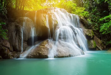 Zelfklevend Fotobehang Huai Mae Khamin waterfall in Kanchanaburi province, Thailand. © chalit555