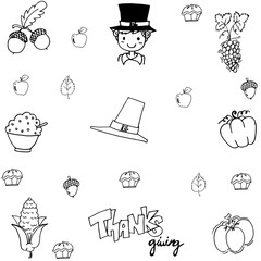 Doodle thanksgiving element vector
