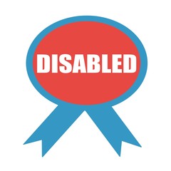 Disabled white wording on background red ribbon