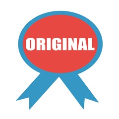 original white wording on background red ribbon