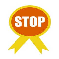 STOP white wording on background Orange ribbon