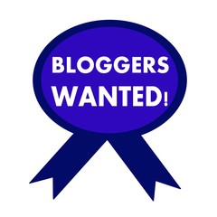 bloggers wanted white wording on background blue ribbon