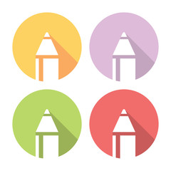 Pencil Art Tool Flat Icons Set