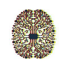 Motherboard brain on white background