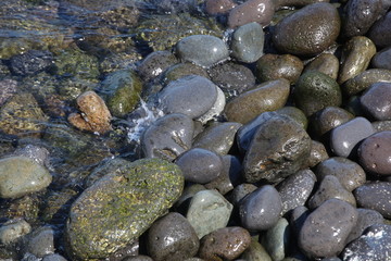 coastal pebbles and water