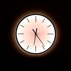 A glowing clock