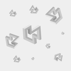 Geometric simple monochrome pattern of impossible shapes