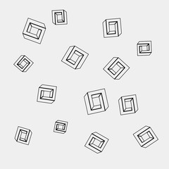 Geometric seamless simple monochrome minimalist pattern of impossible shapes