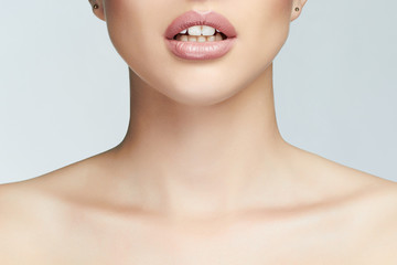 Fashion Beauty Portrait of Girls open mouth with healthy tooth.young Woman