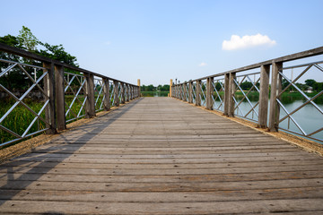 wooden bridge in garden