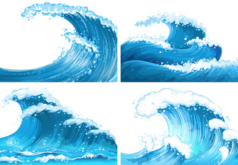 Four scenes of ocean waves © GraphicsRF