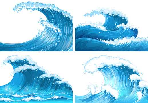 Four scenes of ocean waves