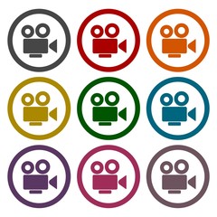 Cinema camera icons set