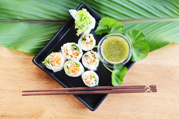 Fresh spring roll and fresh drink