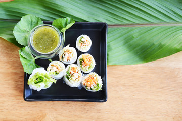 Fresh spring roll and fresh drink