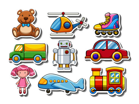 Sticker set of many toys