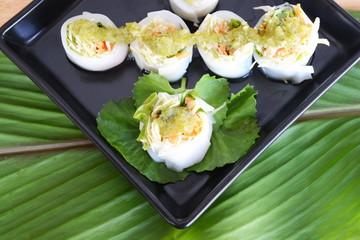 Fresh spring roll and fresh drink